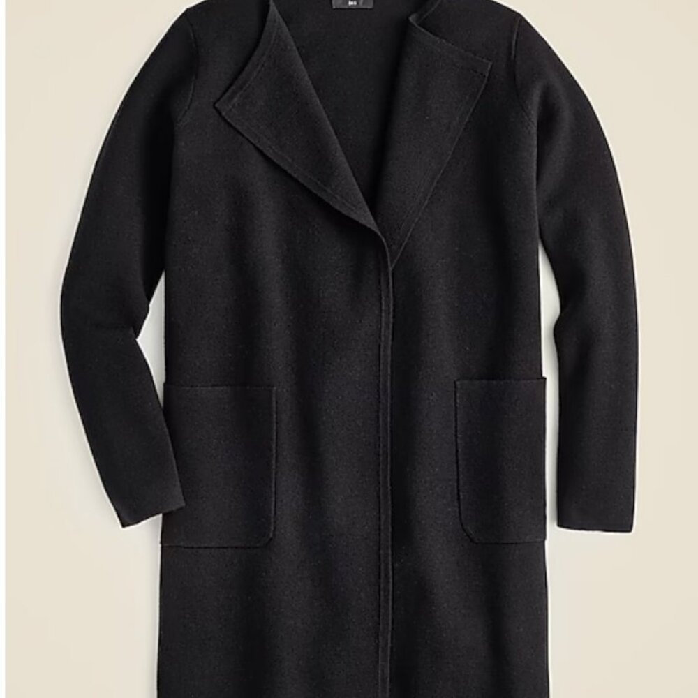 J. Crew charcoal Grey collarless sweater-blazer - Picture 2 of 13
